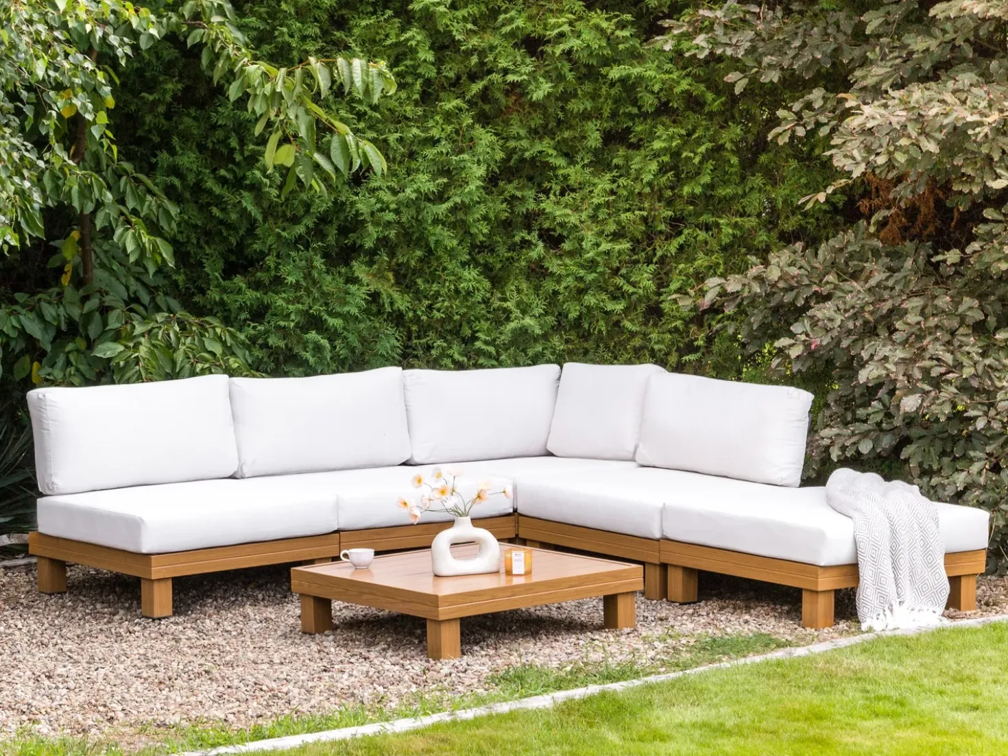 Set di divani angolari da giardino 5 posti SANZA Lato Sinistro Modulare Metallo Bianco