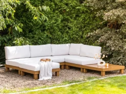 Set di divani angolari da giardino 5 posti SANZA Lato Sinistro Modulare Metallo Bianco