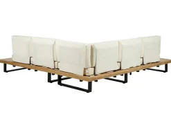 Set di divani angolari da giardino 5 posti MYKONOS Lato destro Legno di acacia certificato Bianco sporco