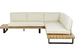 Set di divani angolari da giardino 5 posti MYKONOS Lato destro Legno di acacia certificato Bianco sporco