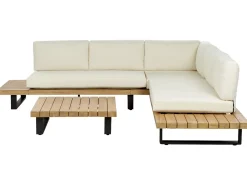 Set di divani angolari da giardino 5 posti MYKONOS Lato destro Legno di acacia certificato Bianco sporco