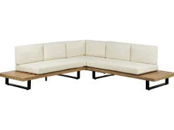 Set di divani angolari da giardino 5 posti MYKONOS Lato destro Legno di acacia certificato Bianco sporco