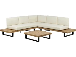 Set di divani angolari da giardino 5 posti MYKONOS Lato destro Legno di acacia certificato Bianco sporco