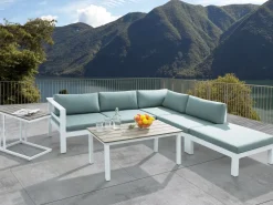 Set di divani angolari da giardino 5 posti MESSINA Lato Sinistro Metallo Verde