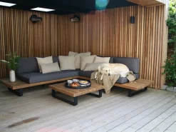Set di divani angolari da giardino 5 posti MYKONOS Lato destro Legno di acacia certificato Grigio scuro