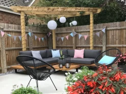 Set di divani angolari da giardino 5 posti MYKONOS Lato destro Legno di acacia certificato Grigio scuro