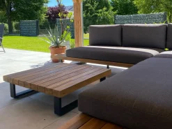 Set di divani angolari da giardino 5 posti MYKONOS Lato destro Legno di acacia certificato Grigio scuro