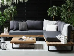 Set di divani angolari da giardino 5 posti MYKONOS Lato destro Legno di acacia certificato Grigio scuro