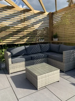Set di divani angolari da giardino 4 posti AVOLA Lato Sinistro Rattan sintetico (PE) Grigio