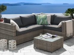 Set di divani angolari da giardino 4 posti AVOLA Lato Sinistro Rattan sintetico (PE) Grigio