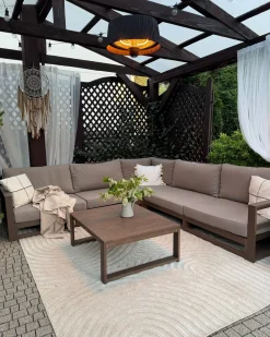 Set di divani angolari da giardino 5 posti TIMOR Modulare Legno di acacia certificato Marrone scuro