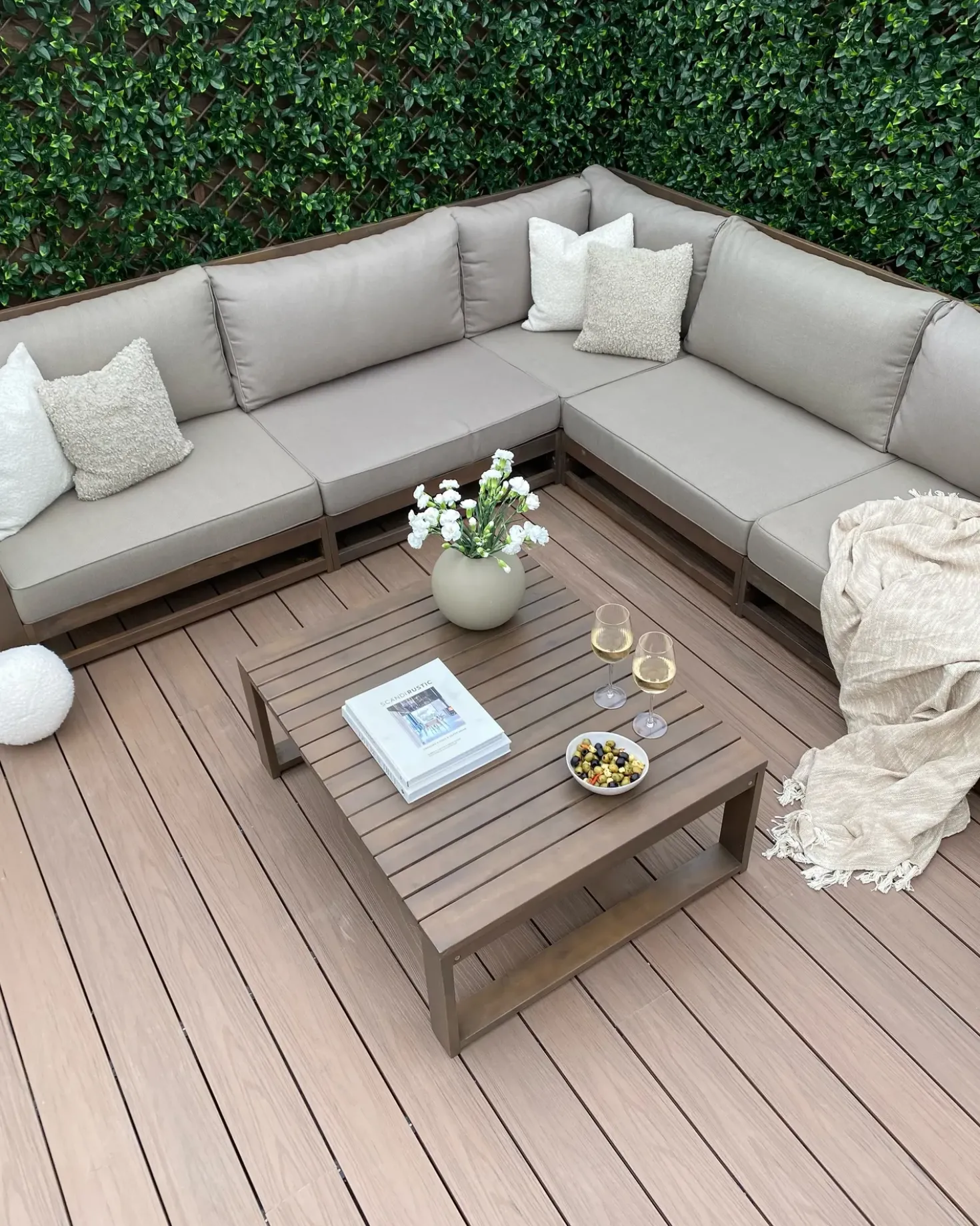 Set di divani angolari da giardino 5 posti TIMOR Modulare Legno di acacia certificato Marrone scuro