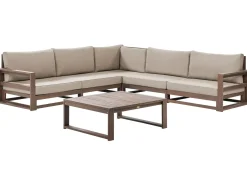 Set di divani angolari da giardino 5 posti TIMOR Modulare Legno di acacia certificato Marrone scuro
