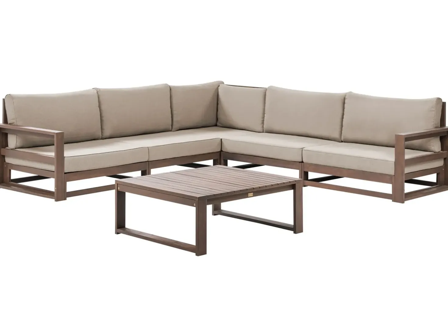 Set di divani angolari da giardino 5 posti TIMOR Modulare Legno di acacia certificato Marrone scuro