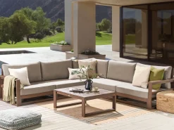 Set di divani angolari da giardino 5 posti TIMOR Modulare Legno di acacia certificato Marrone scuro
