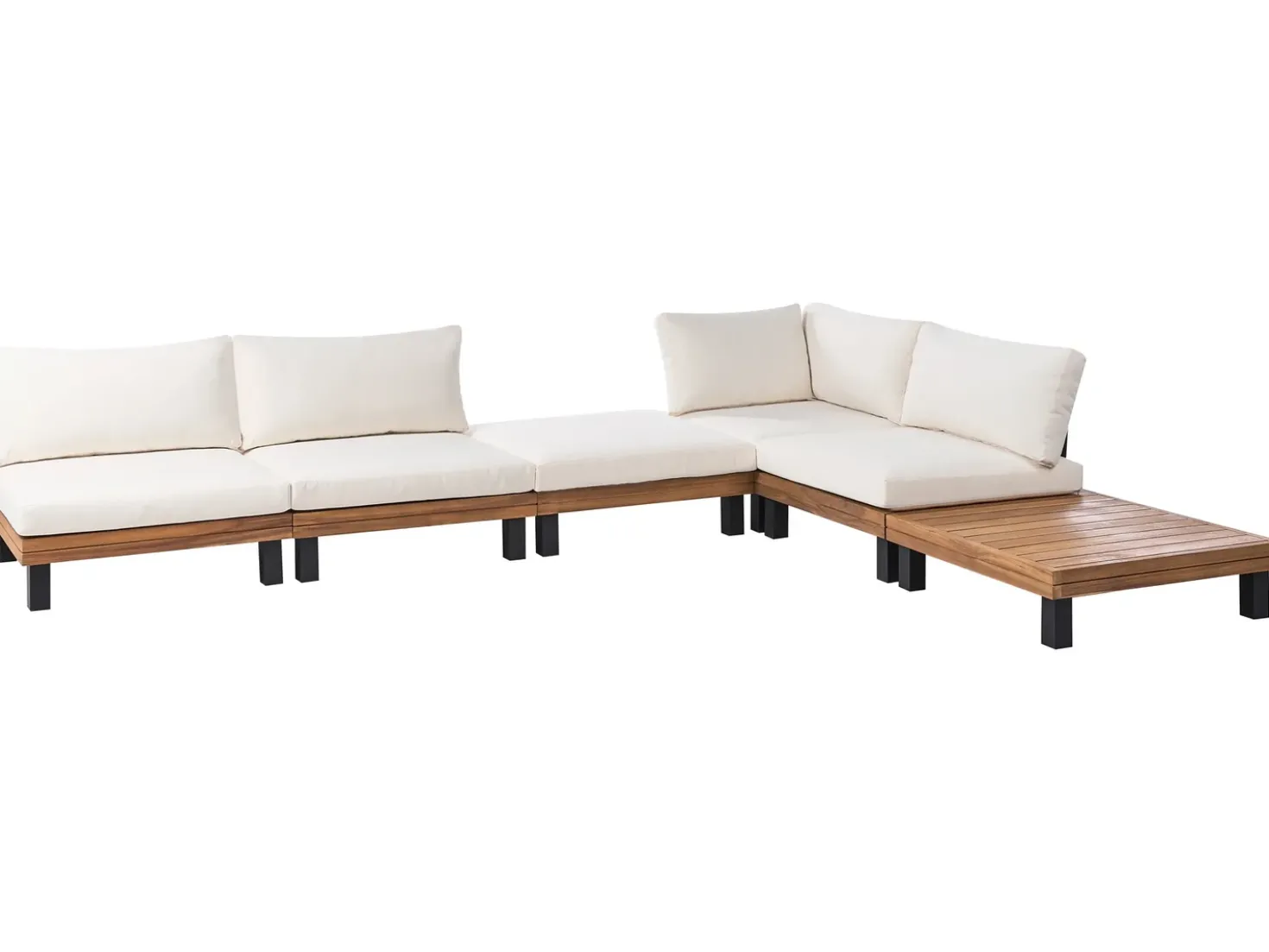 Set di divani angolari da giardino 5 posti FRAZZANO Legno di acacia certificato Bianco sporco