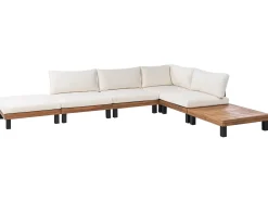 Set di divani angolari da giardino 5 posti FRAZZANO Legno di acacia certificato Bianco sporco