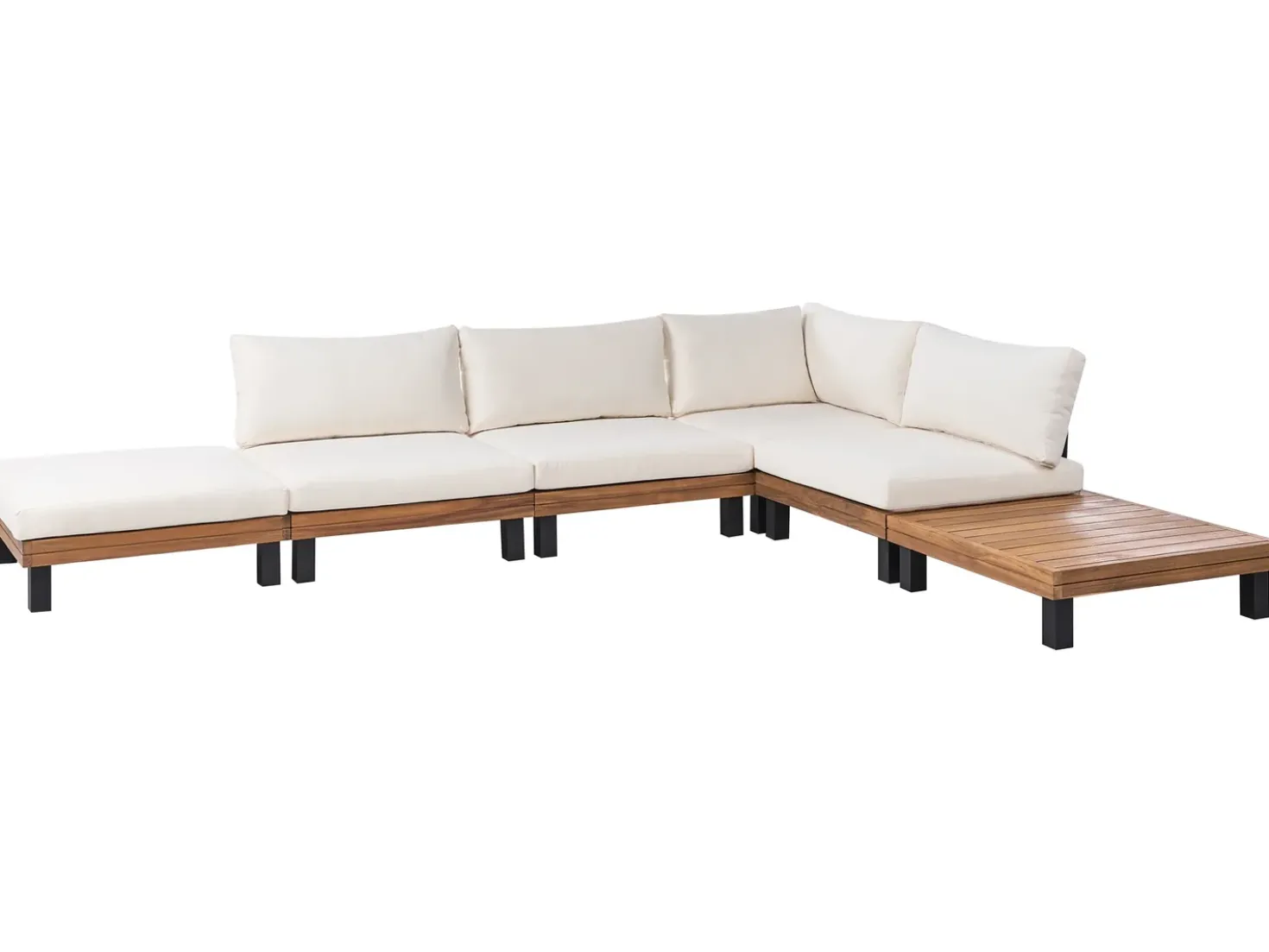 Set di divani angolari da giardino 5 posti FRAZZANO Legno di acacia certificato Bianco sporco