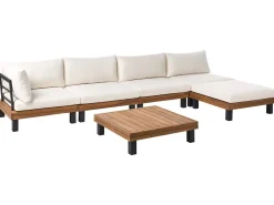 Set di divani angolari da giardino 5 posti FRAZZANO Legno di acacia certificato Bianco sporco