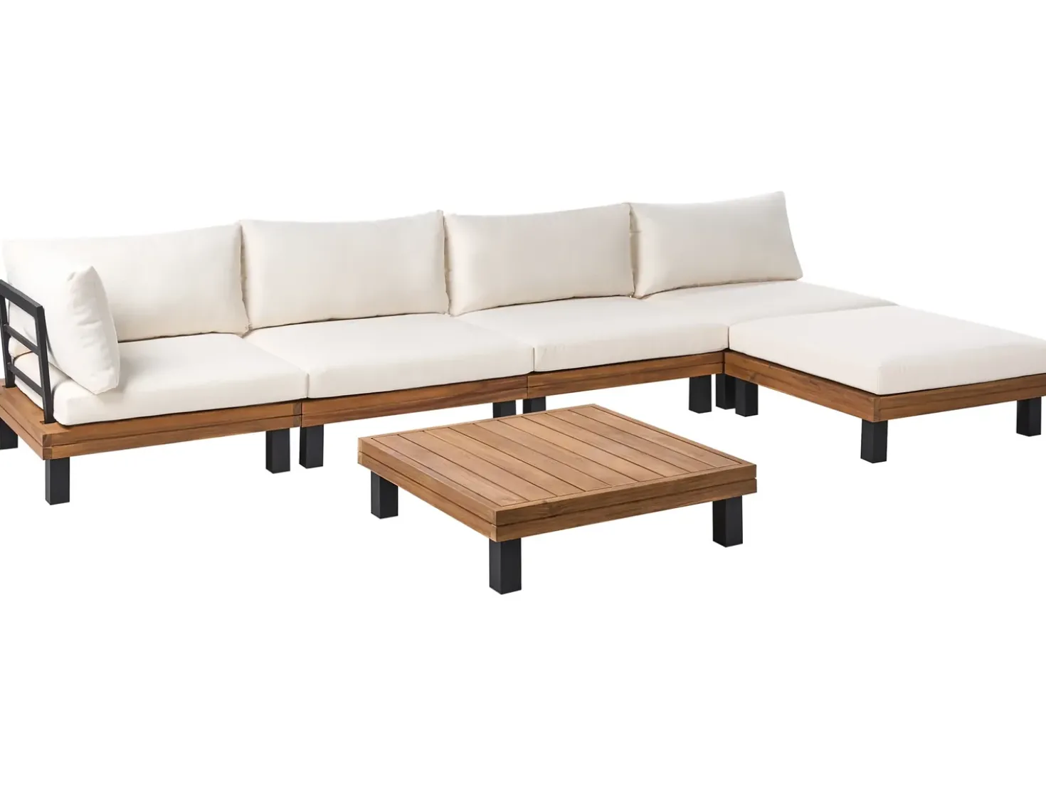 Set di divani angolari da giardino 5 posti FRAZZANO Legno di acacia certificato Bianco sporco