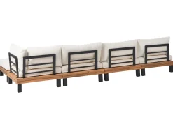 Set di divani angolari da giardino 5 posti FRAZZANO Legno di acacia certificato Bianco sporco