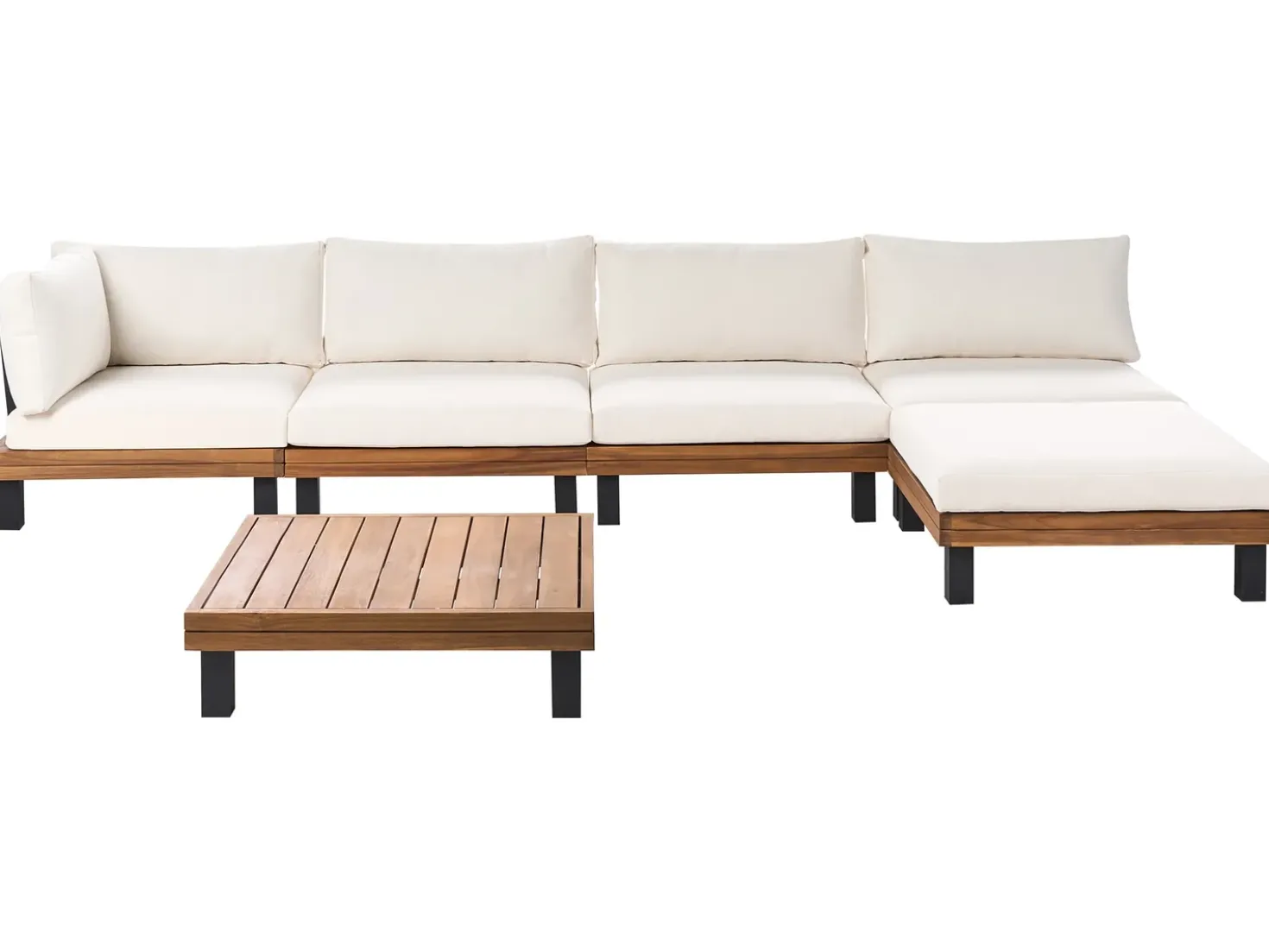 Set di divani angolari da giardino 5 posti FRAZZANO Legno di acacia certificato Bianco sporco