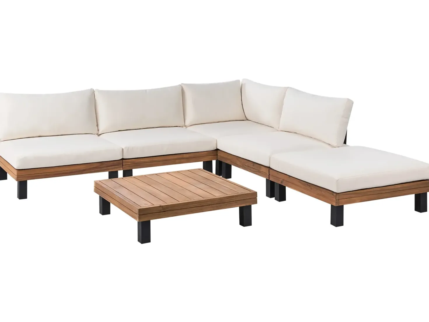 Set di divani angolari da giardino 5 posti FRAZZANO Legno di acacia certificato Bianco sporco