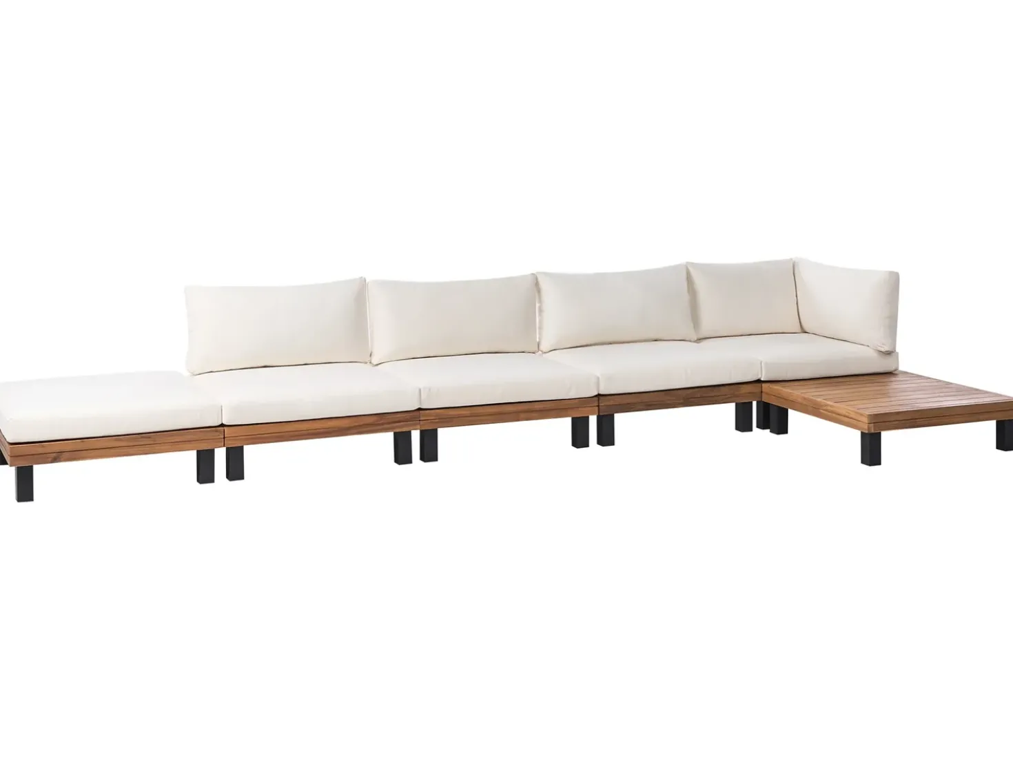 Set di divani angolari da giardino 5 posti FRAZZANO Legno di acacia certificato Bianco sporco