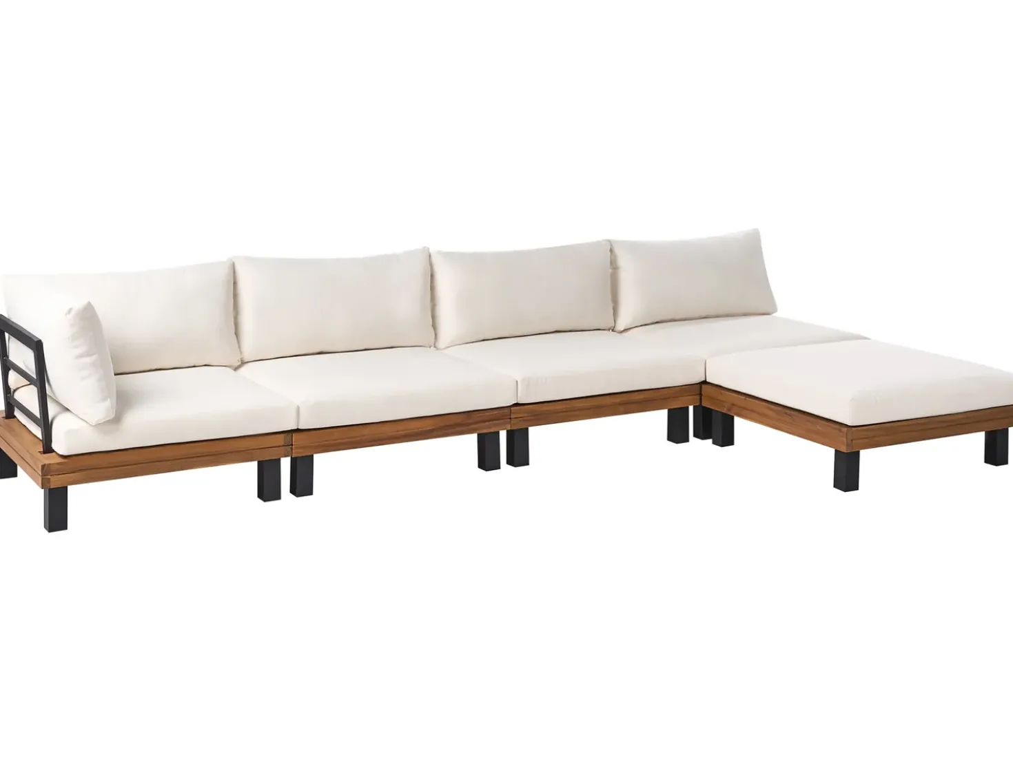 Set di divani angolari da giardino 5 posti FRAZZANO Legno di acacia certificato Bianco sporco