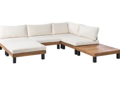 Set di divani angolari da giardino 5 posti FRAZZANO Legno di acacia certificato Bianco sporco