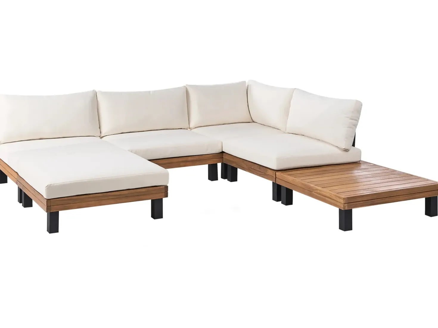 Set di divani angolari da giardino 5 posti FRAZZANO Legno di acacia certificato Bianco sporco