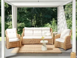 Set di divani da giardino 5 posti ALESSANO Rattan Naturale