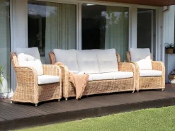 Set di divani da giardino 5 posti ALESSANO Rattan Naturale