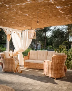 Set di divani da giardino 5 posti ALESSANO Rattan Naturale