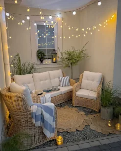 Set di divani da giardino 5 posti ALESSANO Rattan Naturale