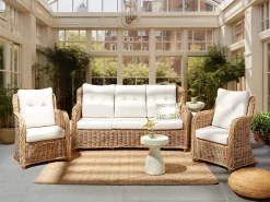 Set di divani da giardino 5 posti ALESSANO Rattan Naturale