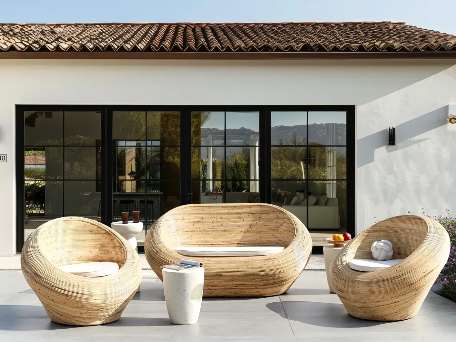 Set di divani da giardino 4 posti MAIORI Rattan Naturale