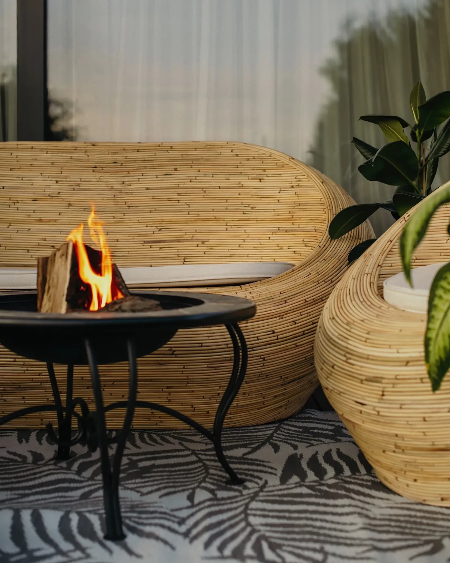 Set di divani da giardino 4 posti MAIORI Rattan Naturale