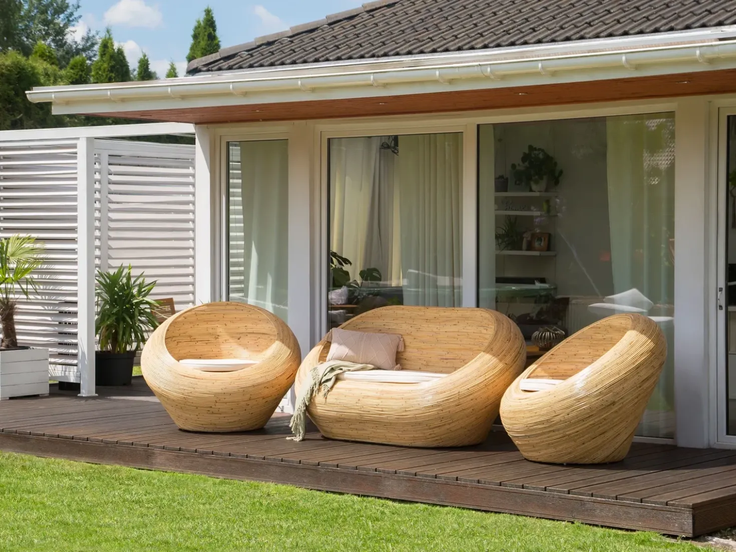 Set di divani da giardino 4 posti MAIORI Rattan Naturale