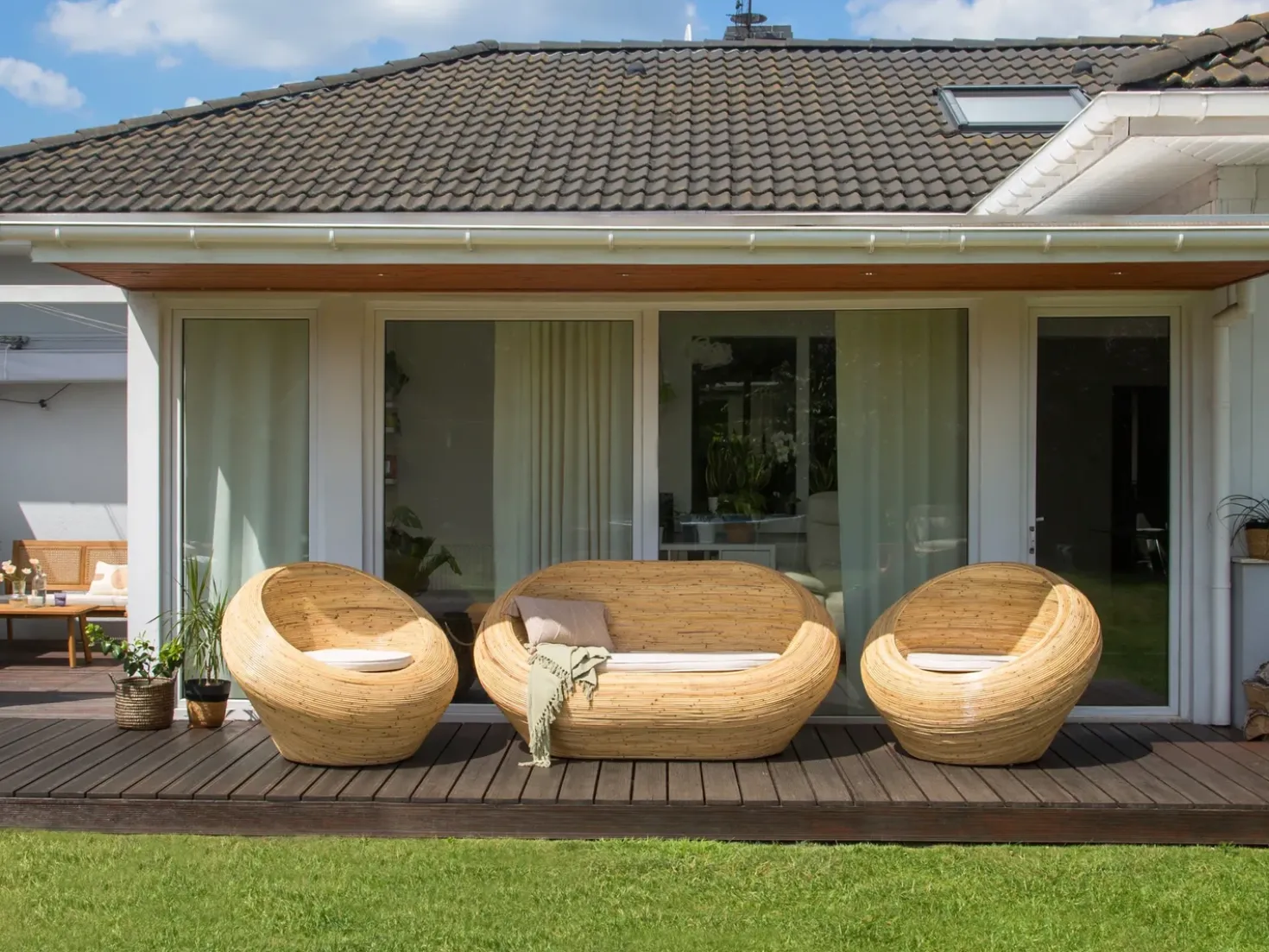 Set di divani da giardino 4 posti MAIORI Rattan Naturale