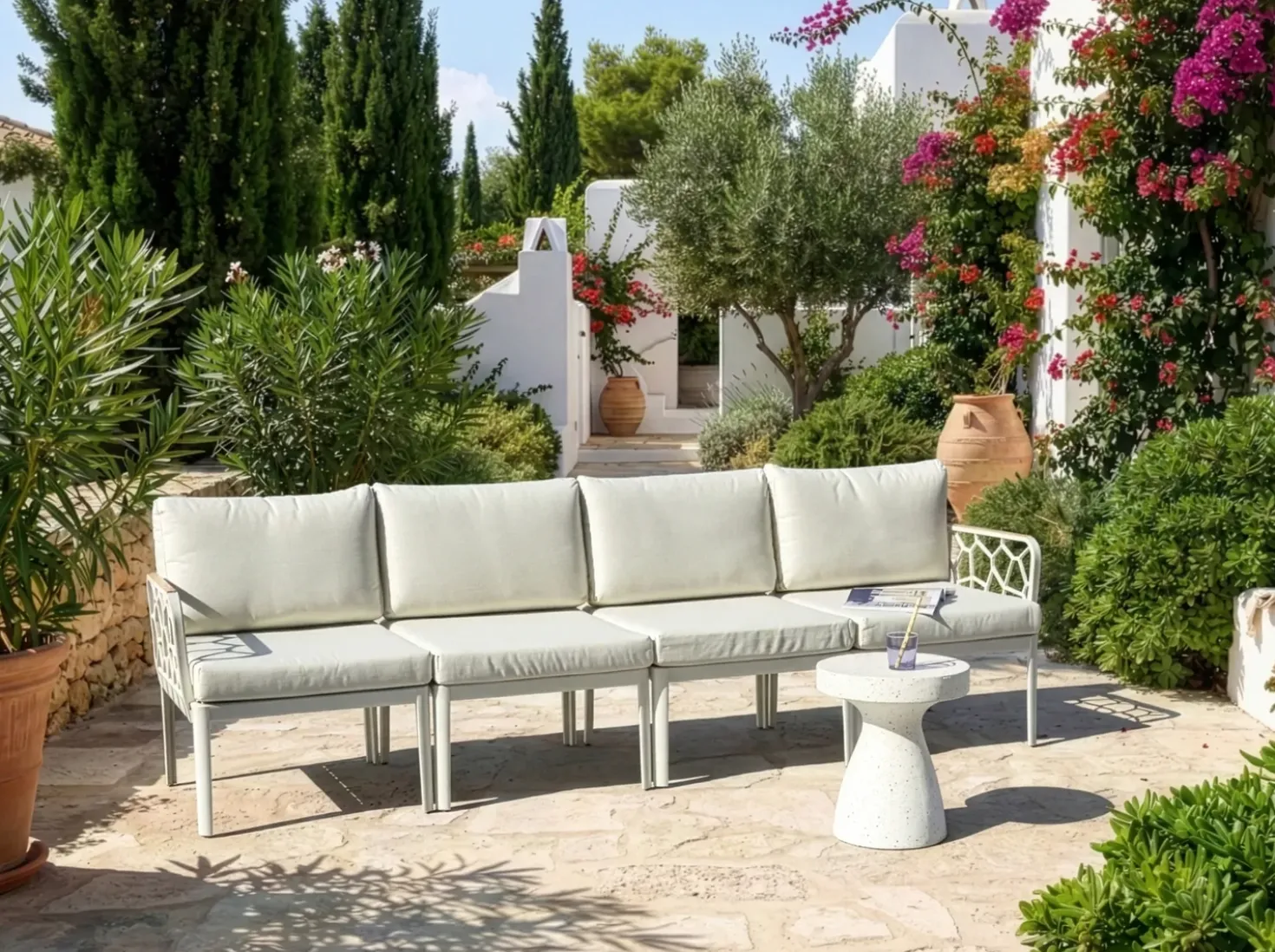 Set di divani da giardino 4 posti ERICHE Beige chiaro