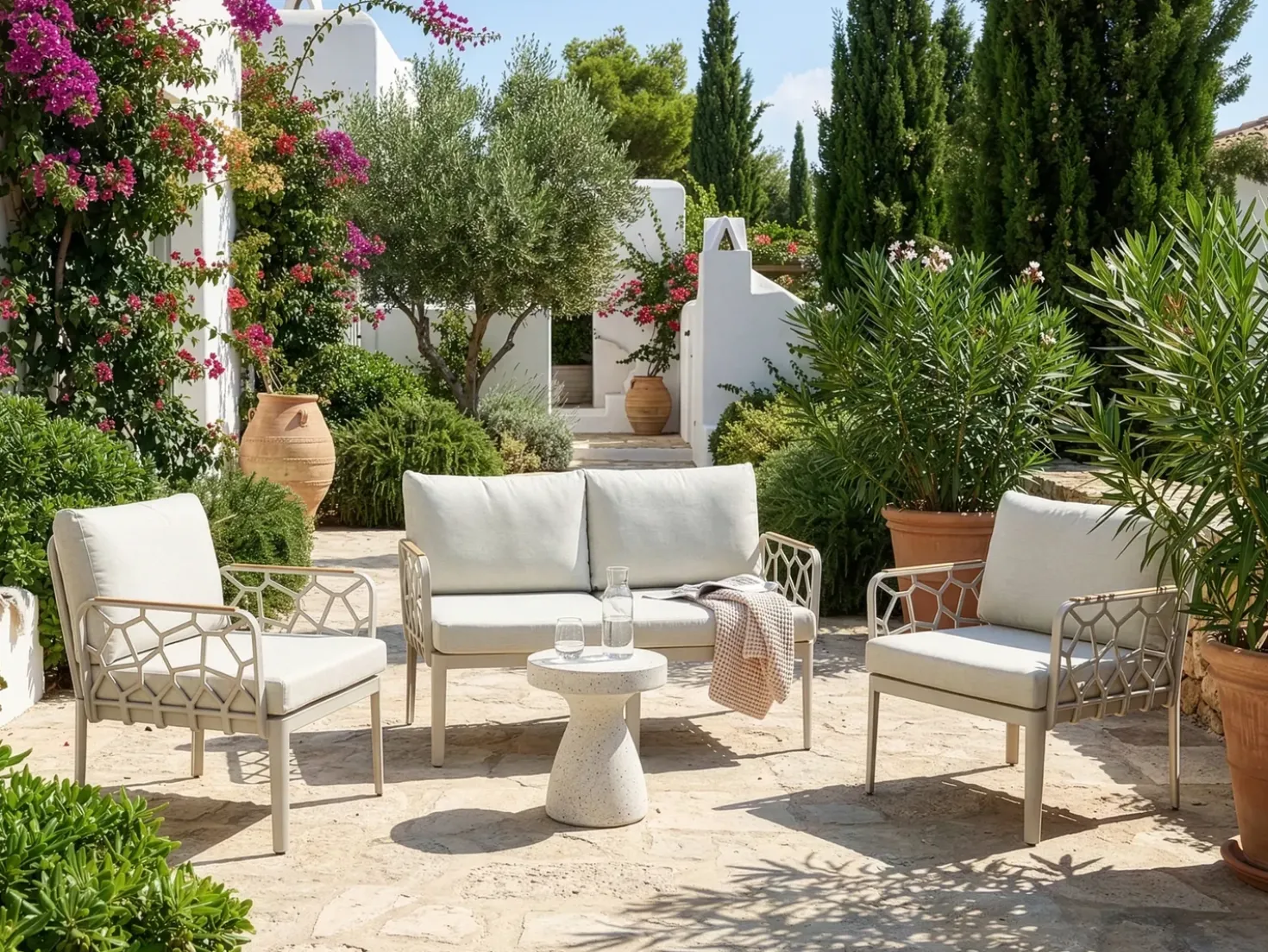 Set di divani da giardino 4 posti ERICHE Beige chiaro
