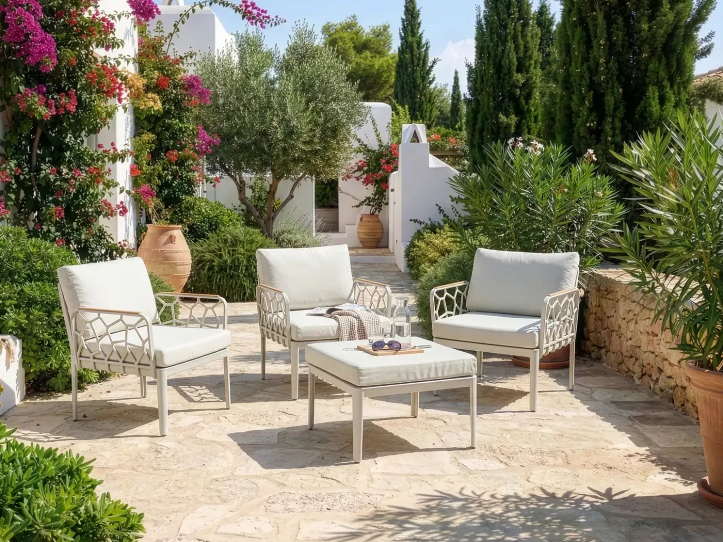 Set di divani da giardino 4 posti ERICHE Beige chiaro