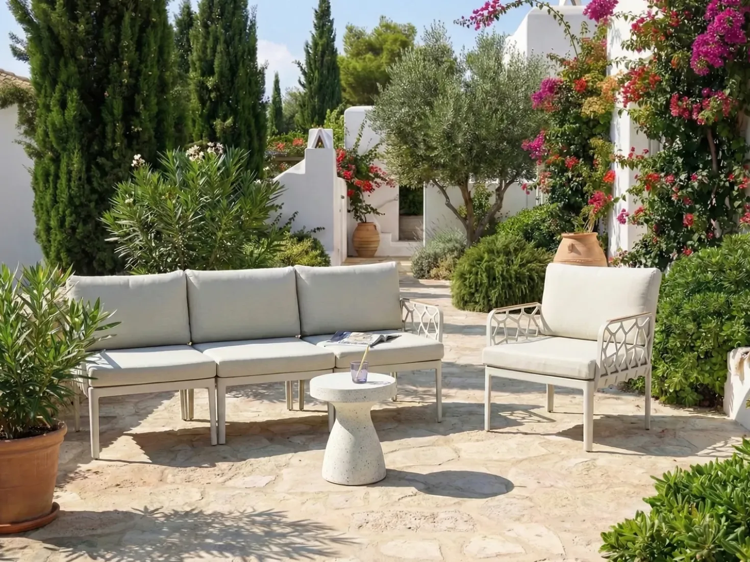 Set di divani da giardino 4 posti ERICHE Beige chiaro