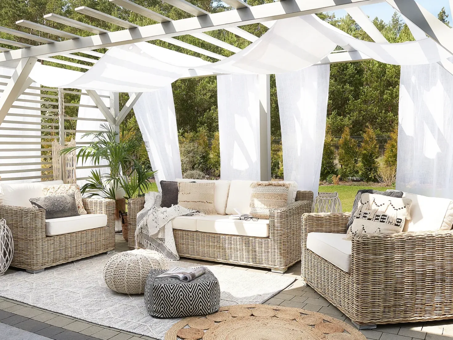 Set di divani da giardino 4 posti ARDEA Rattan Marrone chiaro