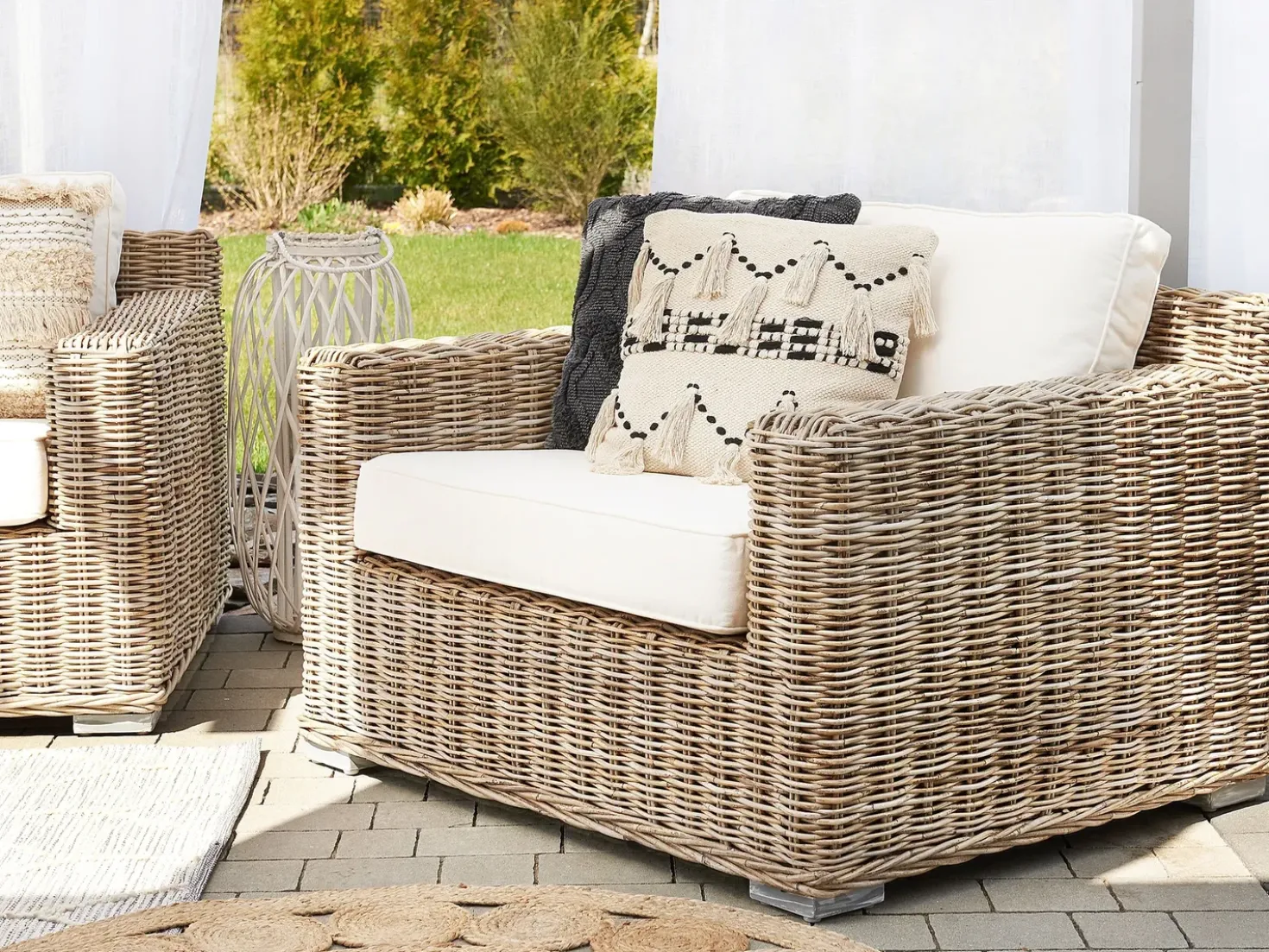 Set di divani da giardino 4 posti ARDEA Rattan Marrone chiaro