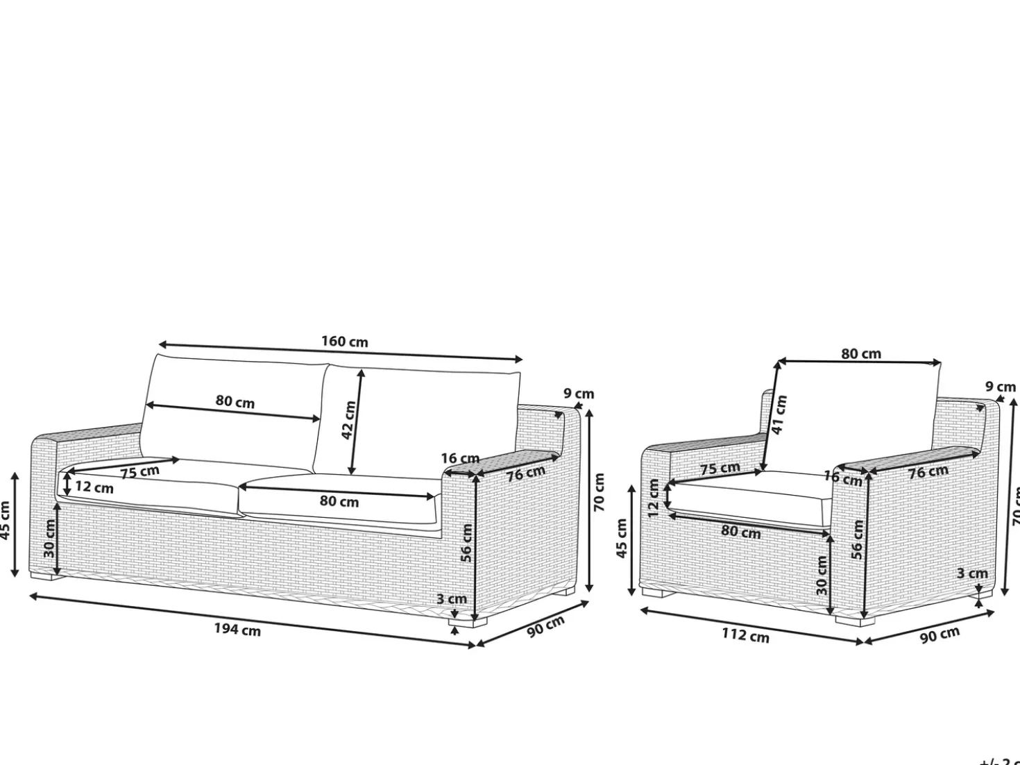 Set di divani da giardino 4 posti ARDEA Rattan Marrone chiaro
