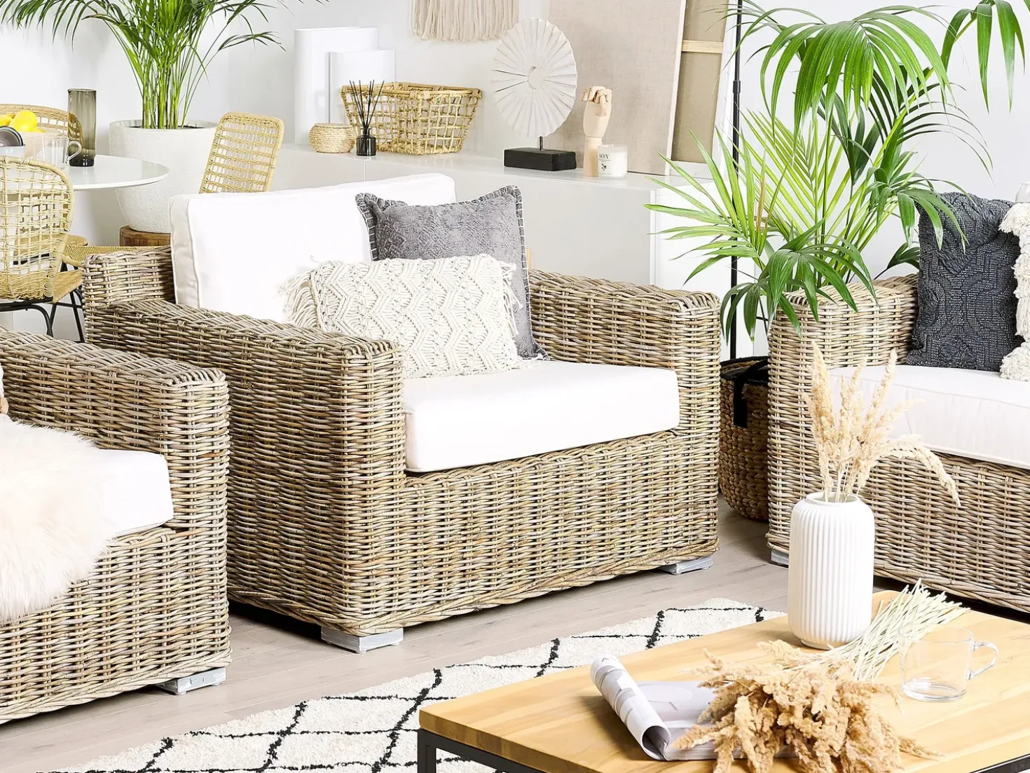 Set di divani da giardino 4 posti ARDEA Rattan Marrone chiaro