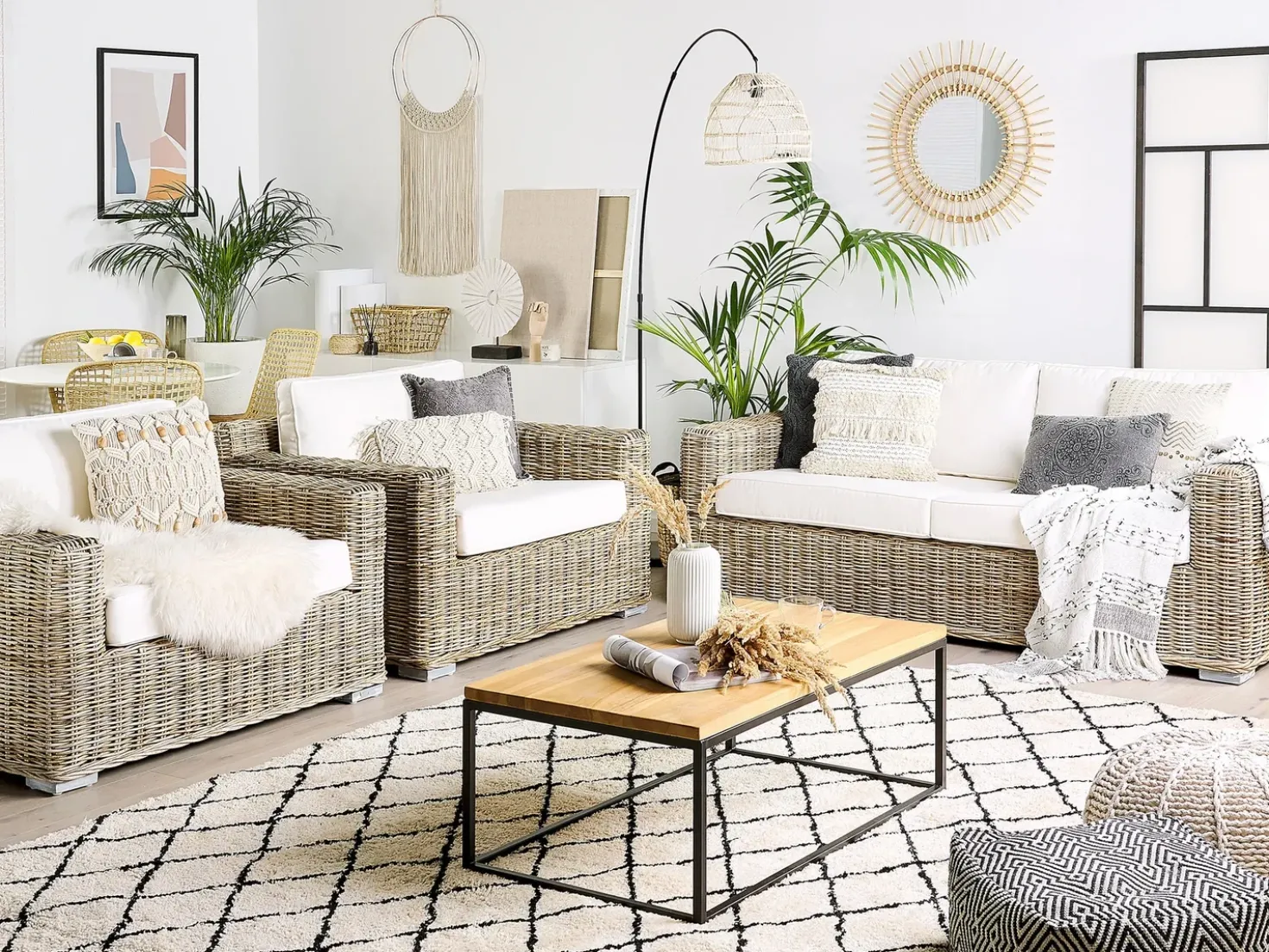 Set di divani da giardino 4 posti ARDEA Rattan Marrone chiaro