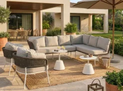 Set di divani da giardino 7 posti ROBELLA con tavoli Beige